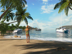 c4d octane beach island vacation scene phuket hawaii palm tree coconut tree 3D Model