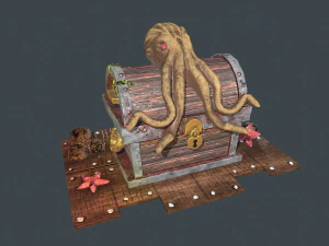 peti laut kuno untuk proyek permainan poli rendah Model 3D