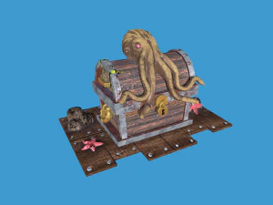 ancient sea chest for a game project low-poly 3D Model