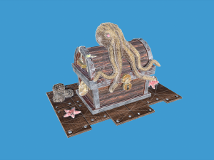 ancient sea chest for a game project low-poly Modello 3D