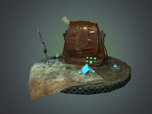 scene magical leather hunter bag with flasks 3Dモデル