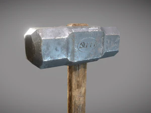 wood and steel construction hammer game ready low-poly 3D Model