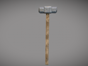 wood and steel construction hammer game ready low-poly 3D Model