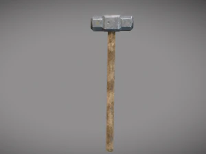 wood and steel construction hammer game ready low-poly 3D Model
