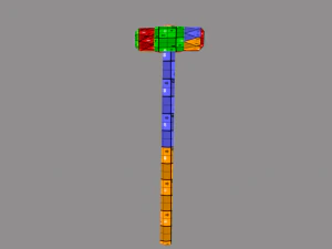 wood and steel construction hammer game ready low-poly 3D Model