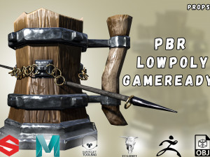 stylized viking beer mug was penetrated by arrow gameready low-poly 3D Model