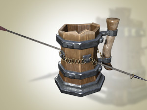 stylized viking beer mug was penetrated by arrow gameready low-poly 3D 模型