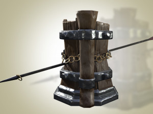 stylized viking beer mug was penetrated by arrow gameready low-poly 3D 模型