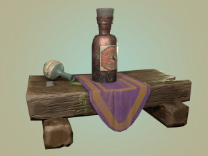 medieval witch shelf with poison gameready low-poly 3D Model