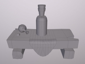 medieval witch shelf with poison gameready low-poly 3D Model