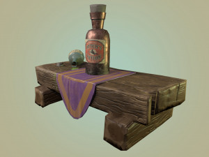 medieval witch shelf with poison gameready low-poly 3D Model