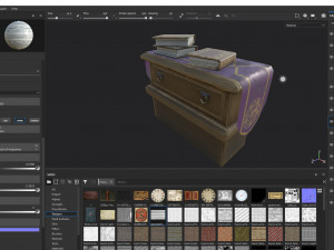 stylized medieval commode with three magic books gameready low-poly 3D मॉडल