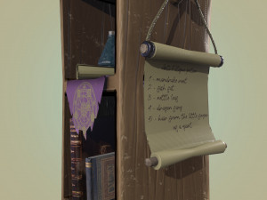 stylized medieval cupboard with items gameready 3D 模型