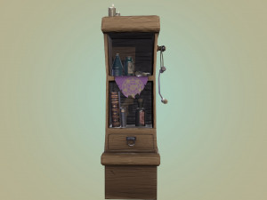 stylized medieval cupboard with items gameready 3D 模型