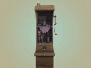 stylized medieval cupboard with items gameready 3D Model