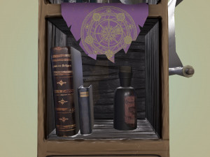 stylized medieval cupboard with items gameready 3D 模型