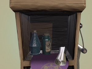 stylized medieval cupboard with items gameready 3D 模型