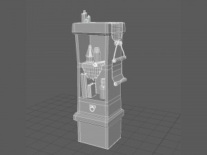 stylized medieval cupboard with items gameready 3D 模型
