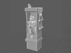 stylized medieval cupboard with items gameready 3D Model