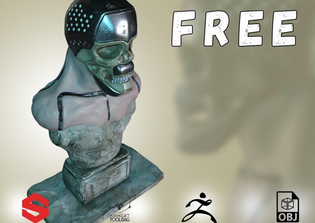 armor steel skull of terminator 3D Model .c4d .max .obj .3ds .fbx .stl .blend 