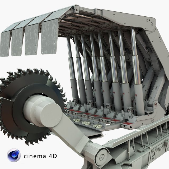 coal mining machine shearer loader 3D Model .c4d .max .obj .3ds .fbx .stl .blend 