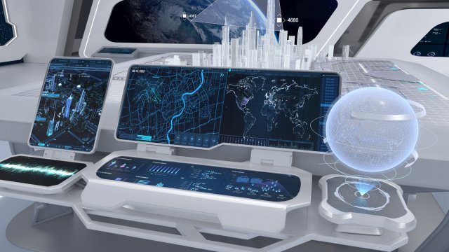 Technology space Exhibition Hall 3D Model .c4d .max .obj .3ds .fbx .stl .blend 