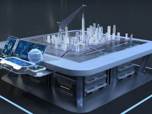 Sci-fi Table Interactive Holographic Table 3D Model