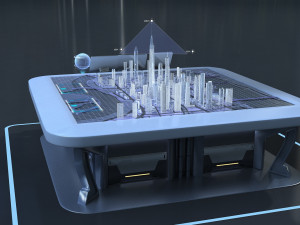 Sci-fi Table Interactive Holographic Table 3D Модель