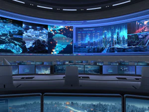 Sala de Control Sala de Monitoreo Centro de Mando Modelo 3D