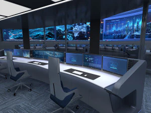 Sala de Control Sala de Monitoreo Centro de Mando Modelo 3D