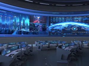 Sala de Control Sala de Monitoreo Centro de Mando Modelo 3D