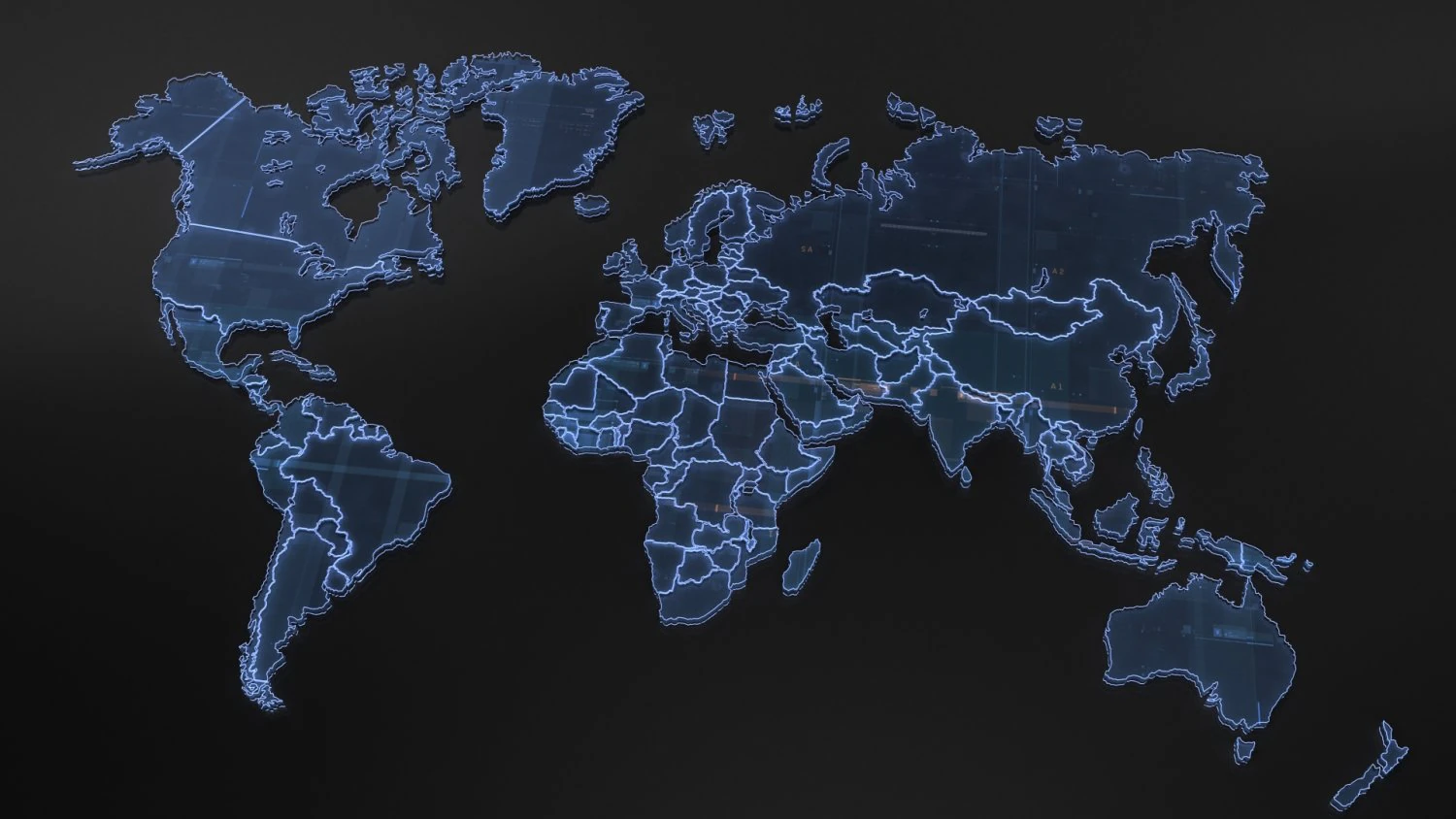 Tech World Map 3D Model .c4d .max .obj .3ds .fbx .stl .blend 