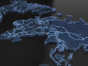 Tech World Map 3D Model