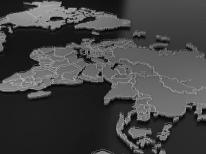 Tech World Map 3D Model