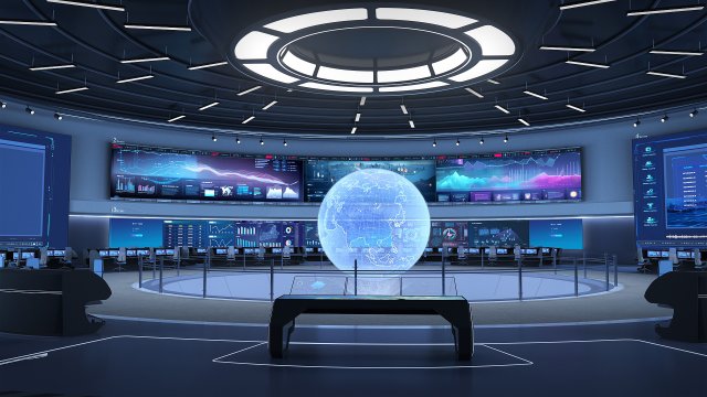 Control Room Monitoring room command center Model 3D .c4d .max .obj .3ds .fbx .stl .blend 
