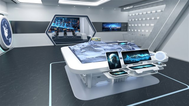 High-Tech Future Exhibition Hall 3D मॉडल .c4d .max .obj .3ds .fbx .stl .blend 