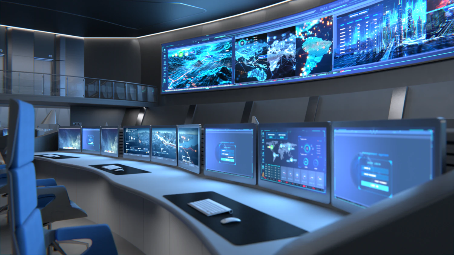 Monitoring Center Command Center 3D Model .c4d .max .obj .3ds .fbx .stl .blend 