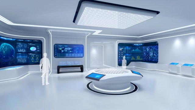 Futuristic and Exhibition Room Modelo 3D .c4d .max .obj .3ds .fbx .stl .blend 