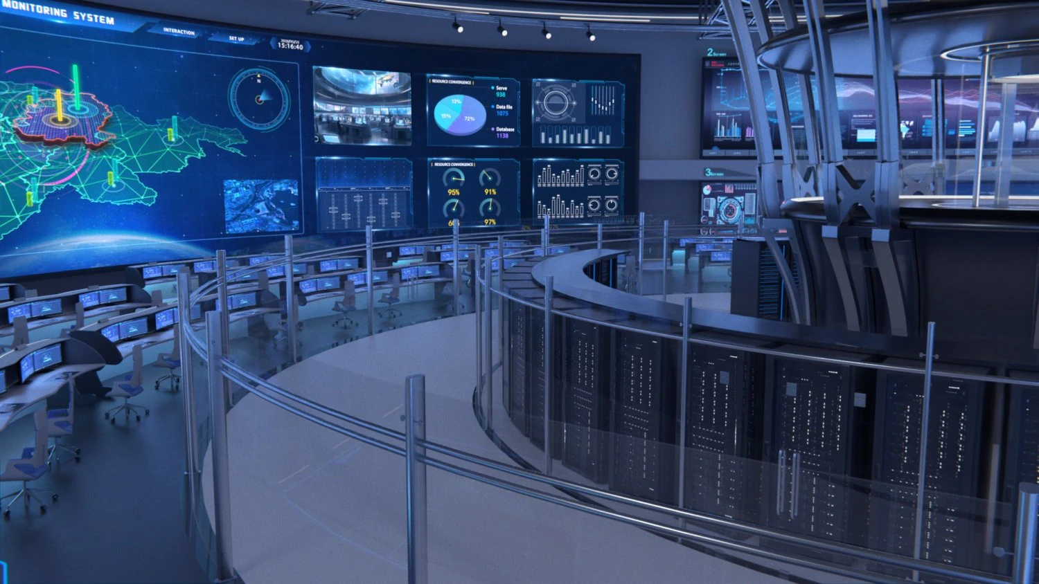 Control Room Monitoring room Command center 3D Model .c4d .max .obj .3ds .fbx .stl .blend 