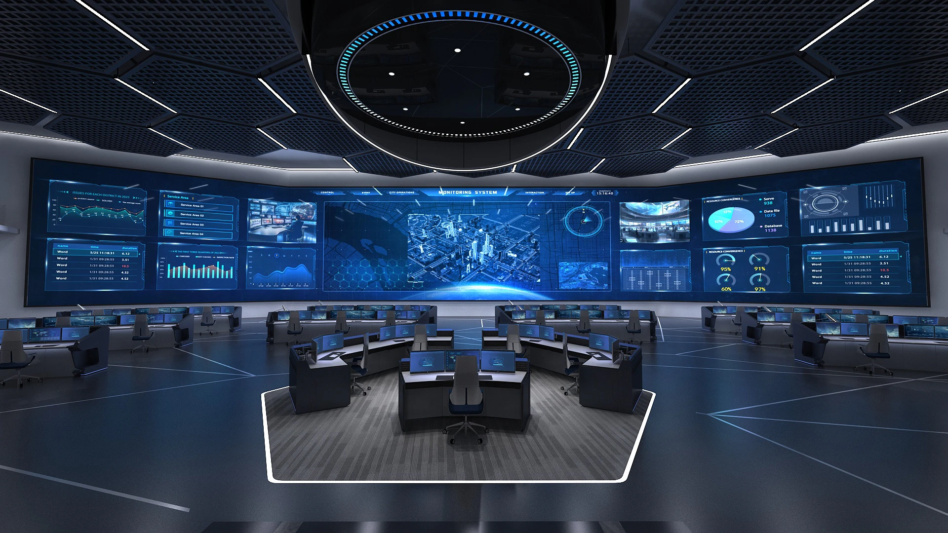 Monitoring room command center 3D Model .c4d .max .obj .3ds .fbx .stl .blend 
