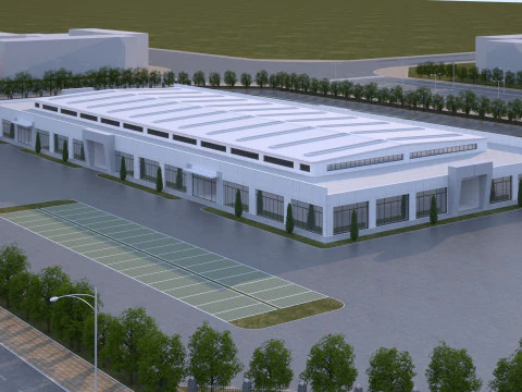 Edif&iacute;cio industrial Modelo 3D
