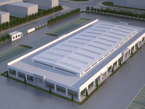 Edif&iacute;cio industrial Modelo 3D