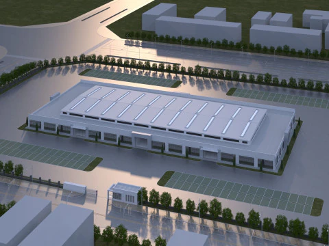 Edif&iacute;cio industrial Modelo 3D
