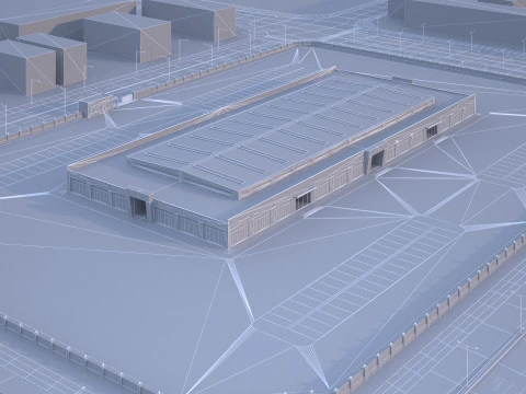 Edif&iacute;cio industrial Modelo 3D