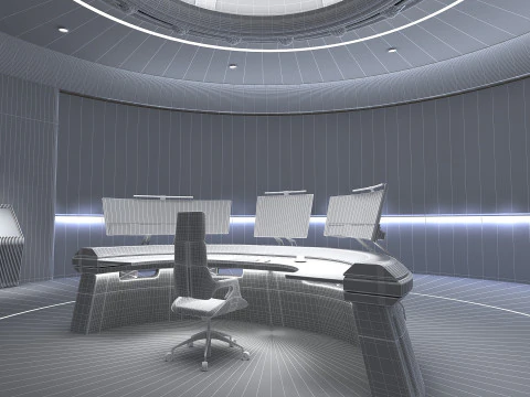 Petite salle de contr&ocirc;le Modèle 3D