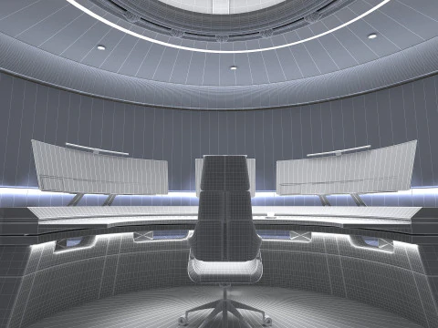Petite salle de contr&ocirc;le Modèle 3D