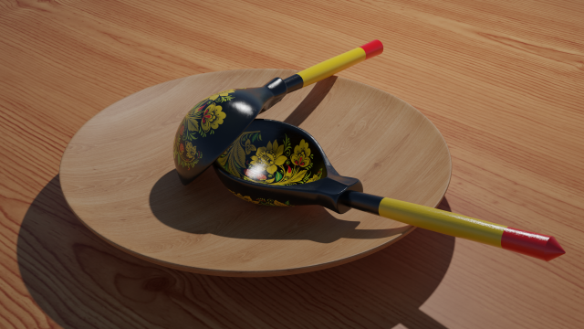 russian wooden spoon palekh 3Dモデル .c4d .max .obj .3ds .fbx .stl .blend