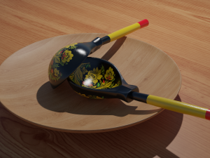 russian wooden spoon palekh 3D मॉडल