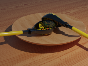 russian wooden spoon palekh 3Dモデル