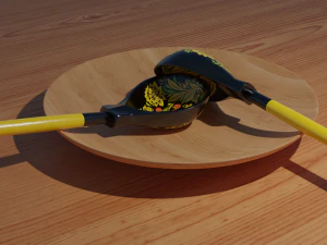 russian wooden spoon palekh 3D Model